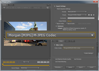 Adobe Premiere Pro CS5 - Morgan M-JPEG codec